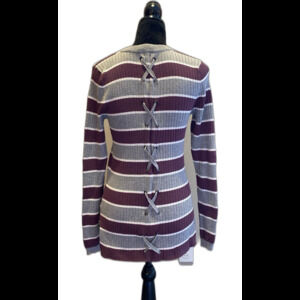 Hippie Rose Sweater Size Measures as Small says Large Corset Back Gray Purple